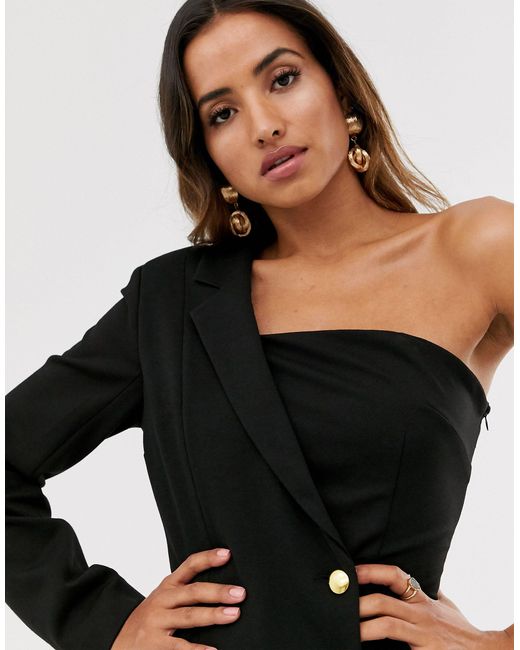 one sleeve tuxedo dress