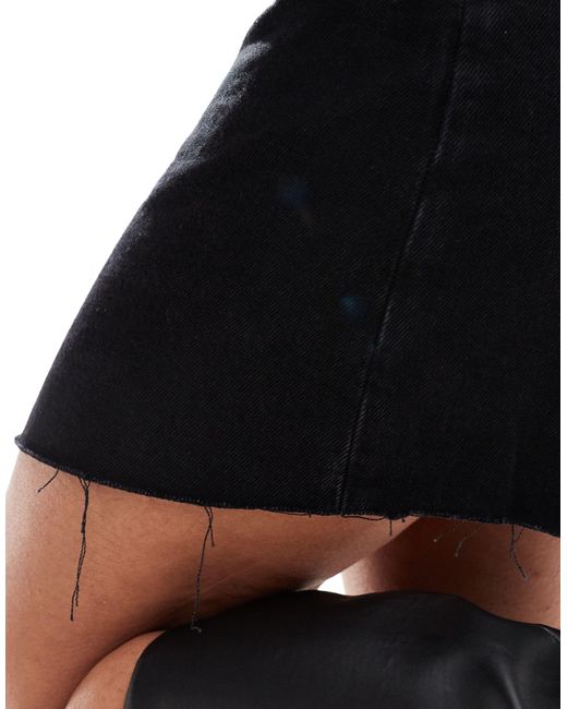 River Island Black Denim Mini Skirt With Crossover Waist
