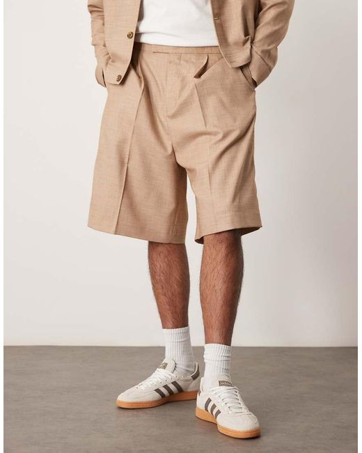 ASOS Nette Bermuda Short Met Textuur En Elastische Taille in het Natural voor heren