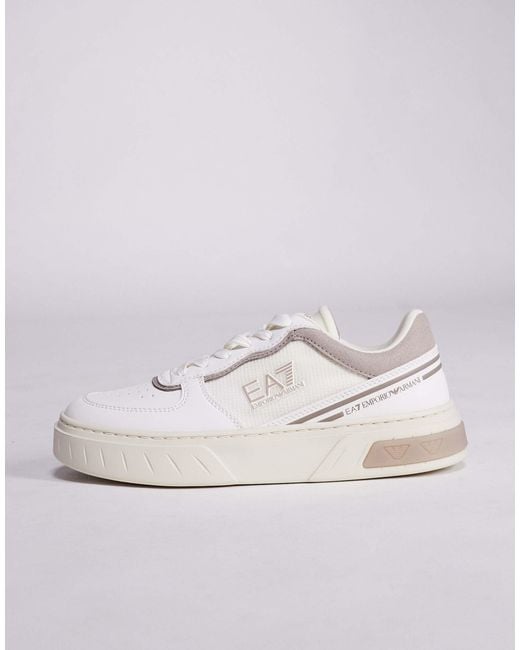 EA7 White Armani Logo Trainers