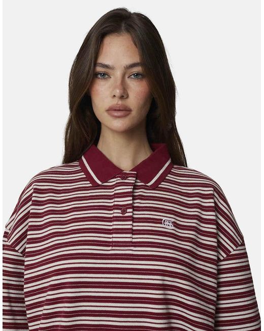 Good For Nothing Red Oversized Fit Monogram Pique Polo