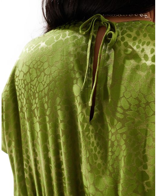 Never Fully Dressed Green Satin Jacquard Midaxi Dress