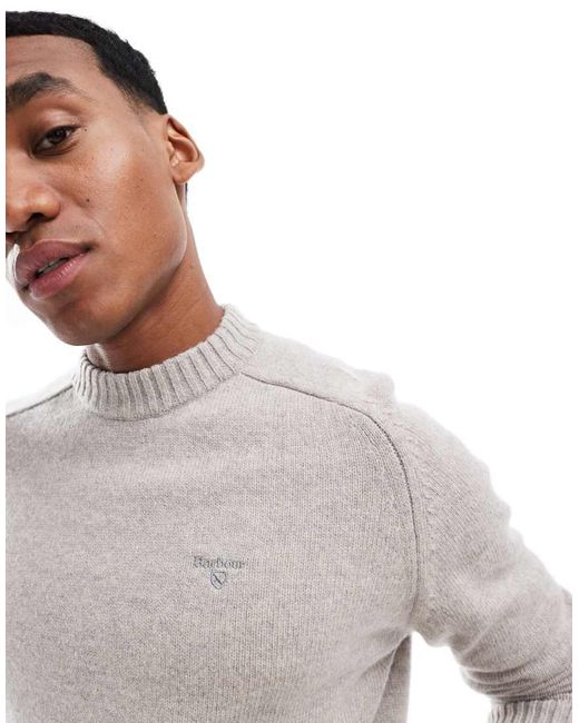 Barbour Gray Grangetown Merino Crew Neck Sweater-grey for men