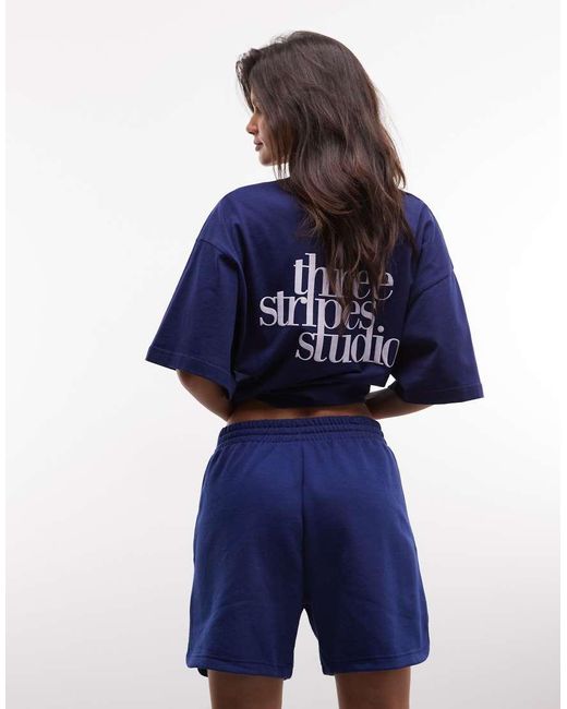 Adidas Originals Blue Three Stripes Studios Shorts