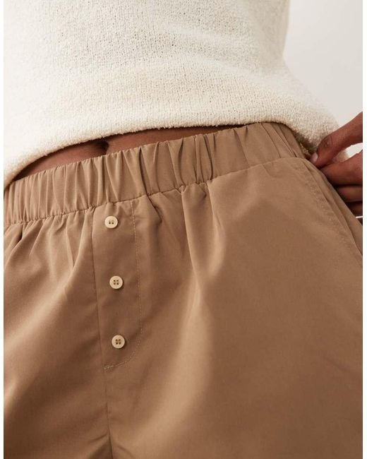 Threadbare Natural Cotton Poplin Boxer Style Shorts
