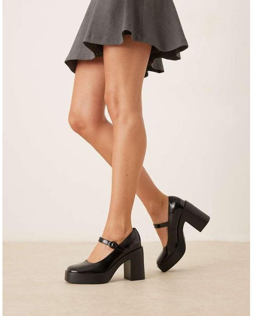ASOS Natural Peso Platform Mary Jane High Heel Shoes