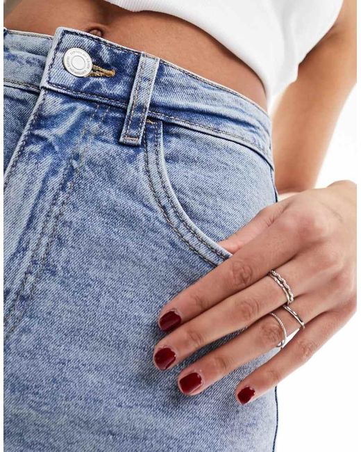 Cotton On Blue High Rise Classic Turn Up Denim Shorts