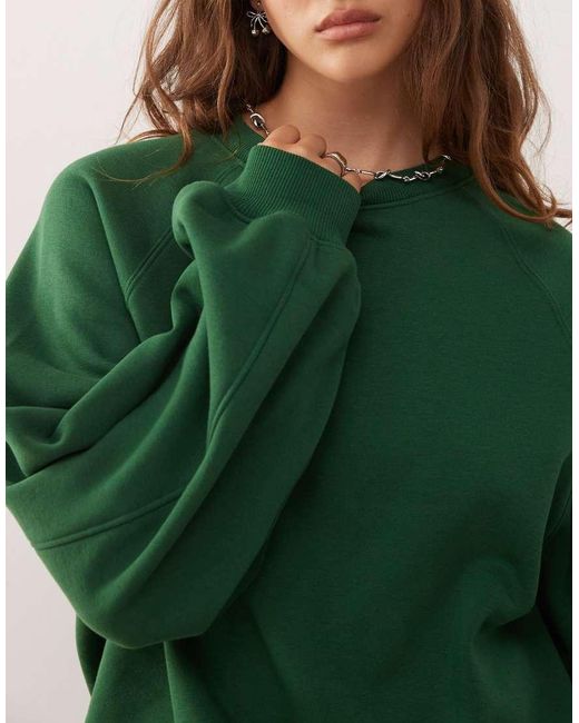 Weekday Green Heavyweight Jersey Oversized Sweatshirt