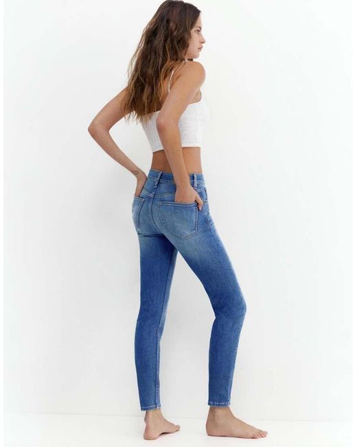 Pull&Bear Blue High-waist Skinny Jeans
