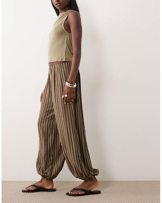 Threadbare Brown Balloon Leg Trousers