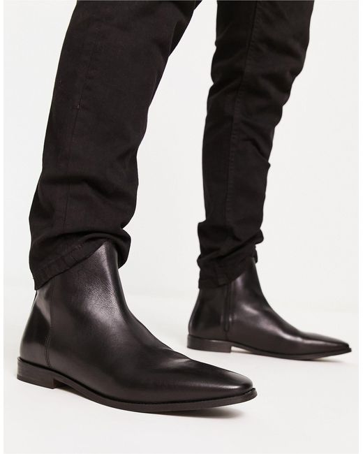 Red Tape Black Side Seam Smart Ankle Boots for men