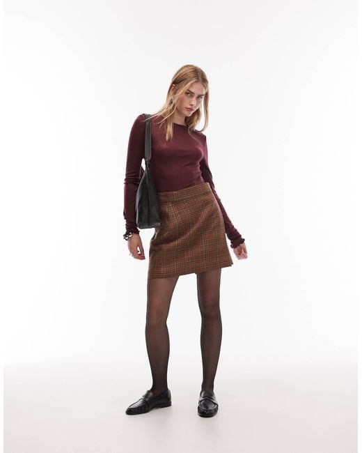 & Other Stories Red Pure Wool Lettuce Edge Long Sleeve Top With Thumbhole Detail