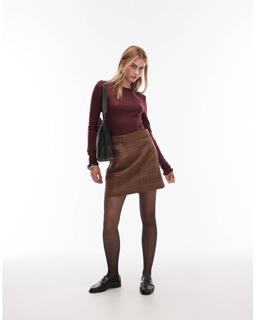 Top manches longues en laine pure avec bords ondulés et trou pour les pouces - bordeaux & Other Stories en coloris Red