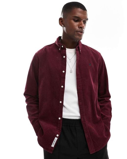 Carhartt Red Long Sleeve Madison Cord Shirt for men