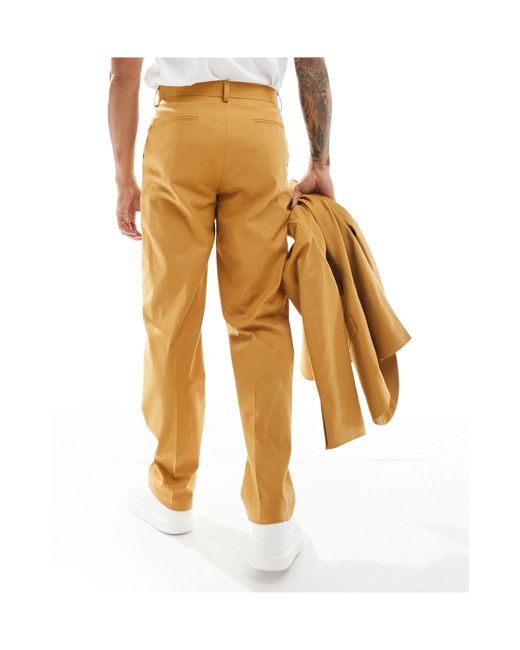 Pantaloni da abito dritti color ruggine di ASOS in Metallic da Uomo