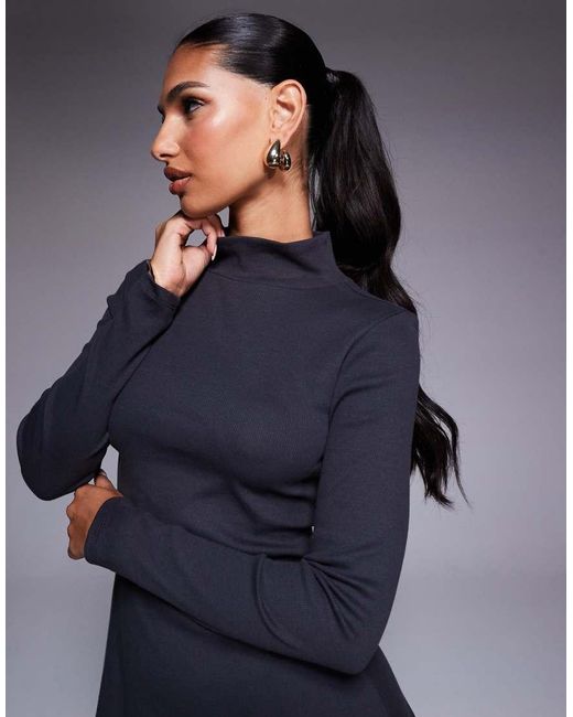 ASOS Blue Grown On Neck Roll Neck Mini Dress