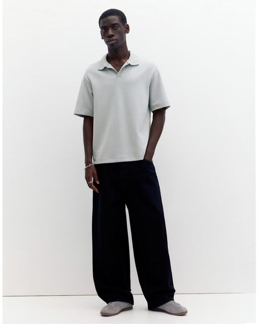 Pull&Bear Gray Short Sleeve Interlock Polo Shirt for men