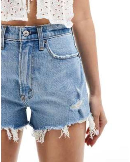 Curve - love - short coupe mom en jean - clair Abercrombie & Fitch en coloris Blue