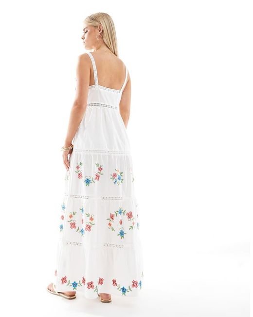 Miss Selfridge White Embroidered Heritage Maxi Dress