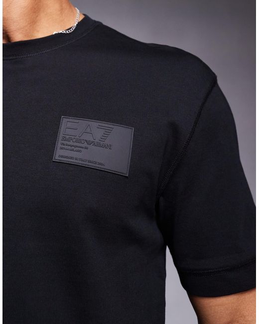 EA7 Purple Armani Oversized T-shirt With Patch Logo for men