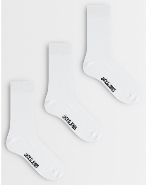 Jack & Jones White 3 Pack Crew Socks for men
