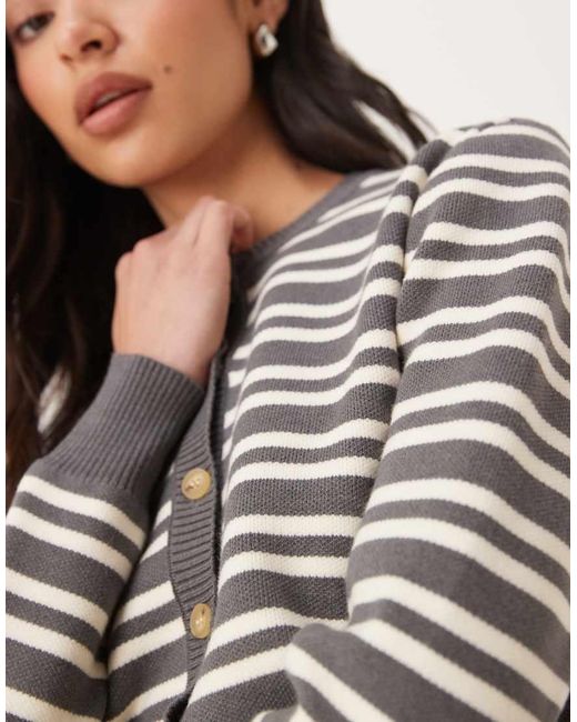 Nia Gray Baxter Striped Button Up Cardigan