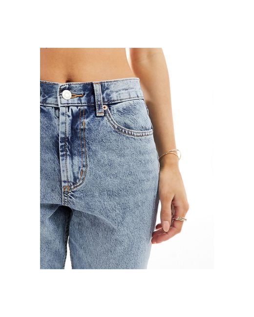 ASOS Blue Asos Design Petite 90s Straight Leg Jeans