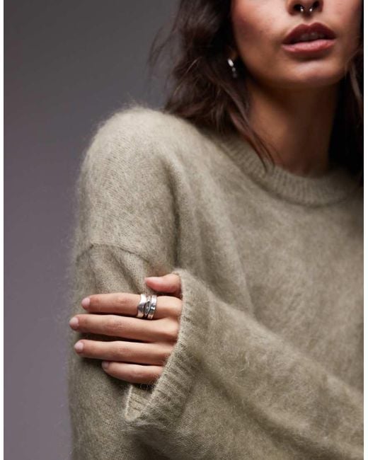 & Other Stories Gray Mohair-blend Super Soft Hairy Knit Sweater