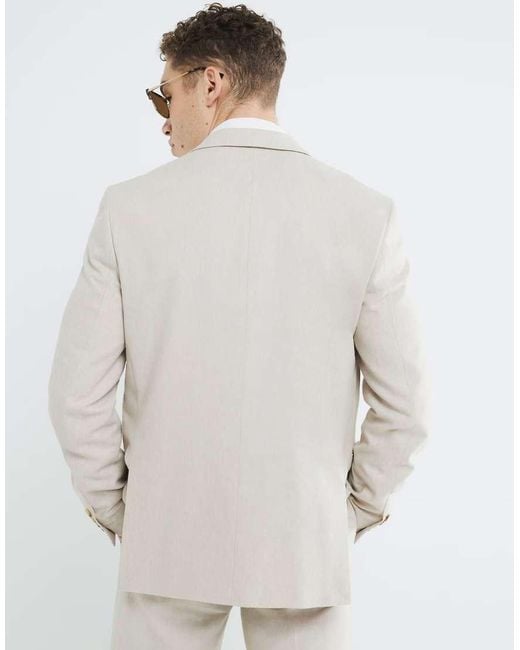 River Island Gray Slim Linen Suit Jacket for men