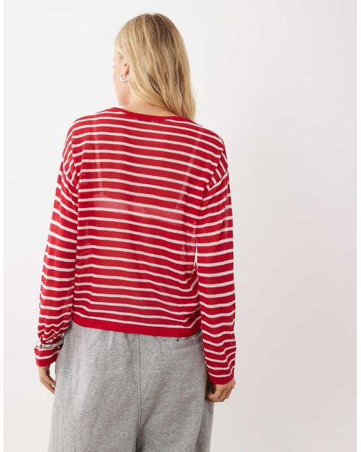 Mango Red Teen Long Sleeve Light Knitted Top