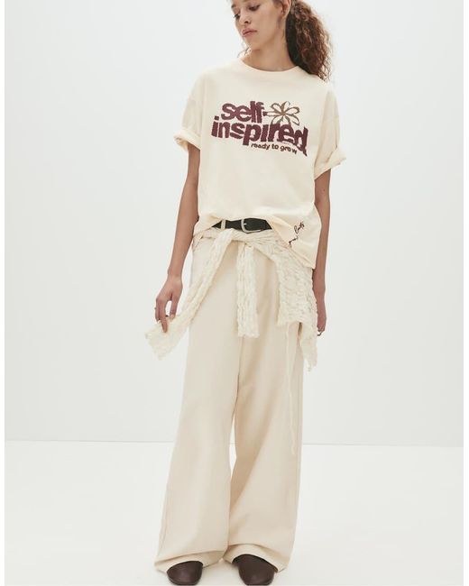 T-Shirt Con Stampa Grafica Di Fiore di Pull&Bear in Natural