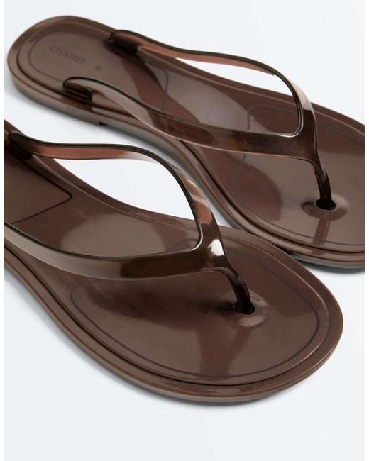 Oysho White Translucent Effect Beachwear Flip Flops