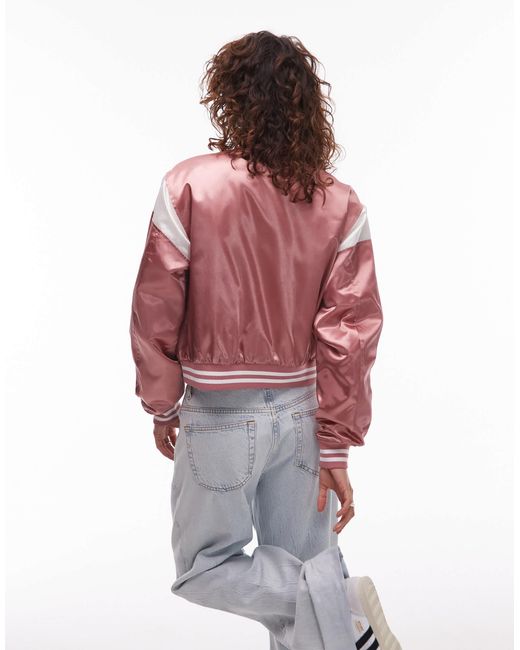 Red Metallic Jacket Tommy Hilfiger Metallic Varsity Jacket in Red | Lyst