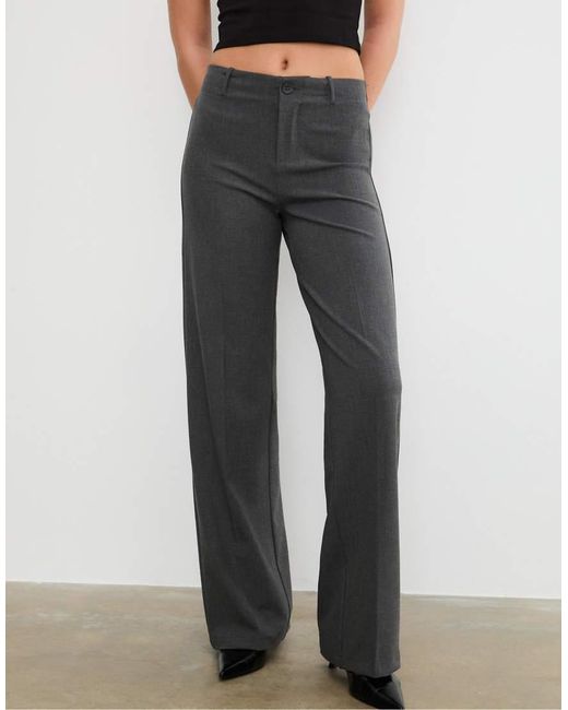 Stradivarius Gray Wide-leg Formal Wear Trousers