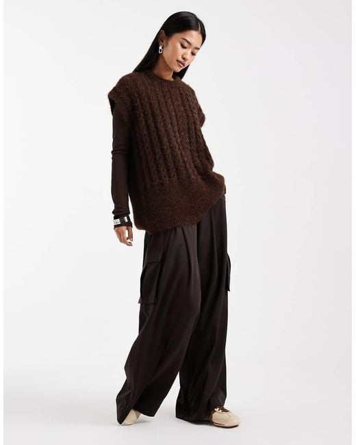 ASOS Brown Knitted Oversized Tank