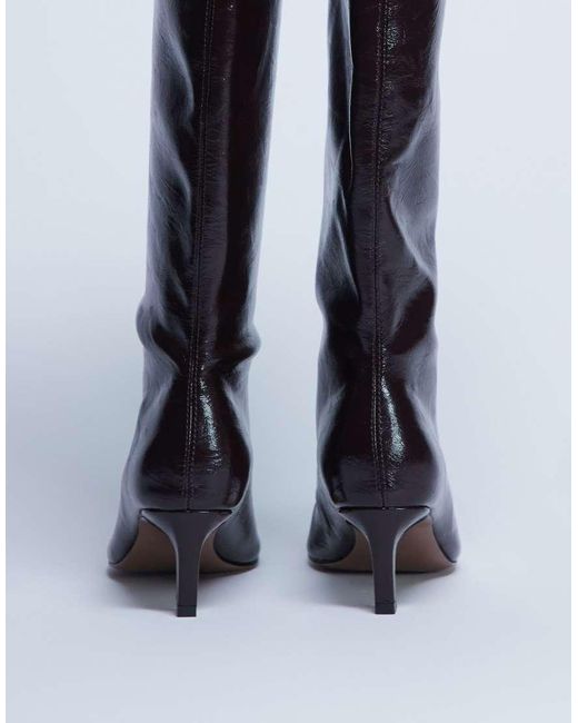 Botas Por La Rodilla Marrón Chocolate Oscuro Con Puntera Fina Tanya De TOPSHOP de color Black