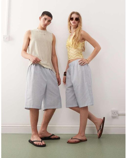Reclaimed Vintage Gray Unisex Oversized Longline Shorts