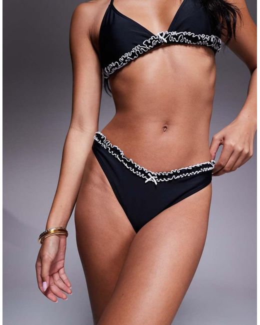 The Frolic Gray Exclusive Contrast Bow Detail Bikini Bottom Co-ord