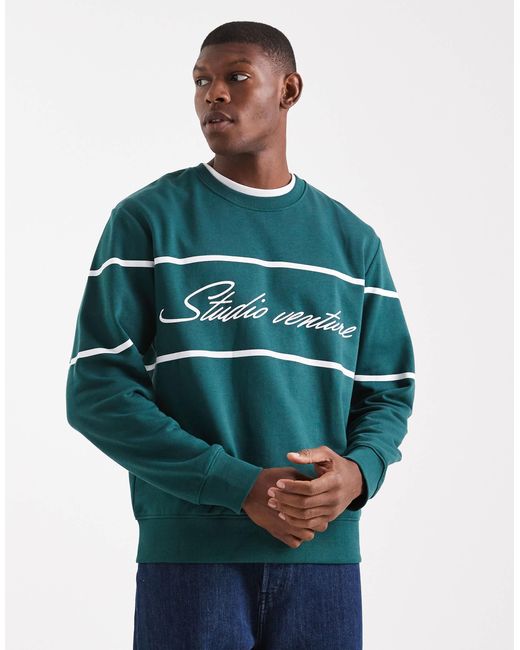 Jack & Jones Green Sweatshirt With Front Graphic for men