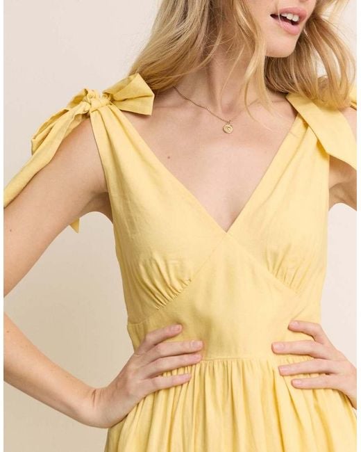 Nobody's Child Yellow Tiered Coen Midi Dress