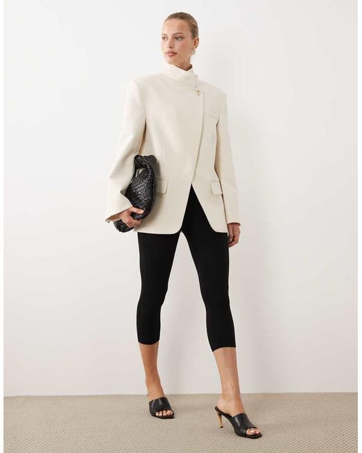 ASOS Natural Funnel Neck Wrap Blazer