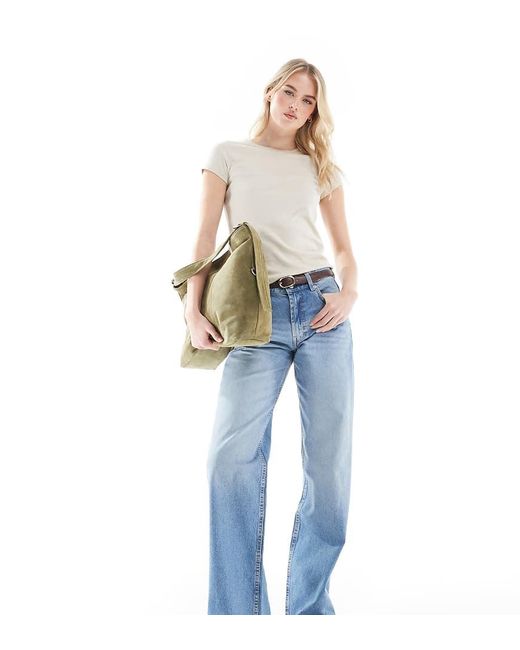 Vaqueros De Pernera Ancha Holgada Con Lavado Claro De Asos Design Tall-Azul ASOS de color Blue