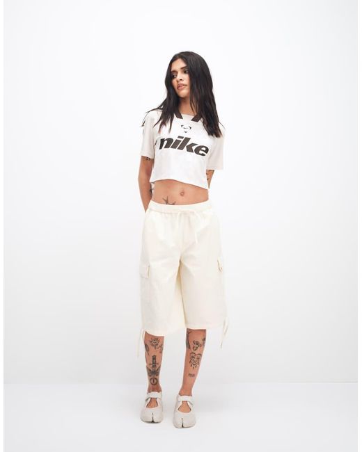 Nike White Oversized Lace Effect Football Top