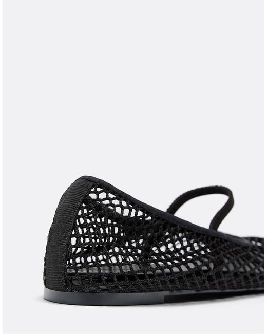 Stradivarius White Mesh Strap Ballet Flats