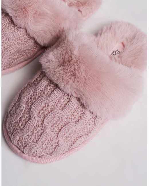 Boux Avenue Pink Cable Mule Slipper