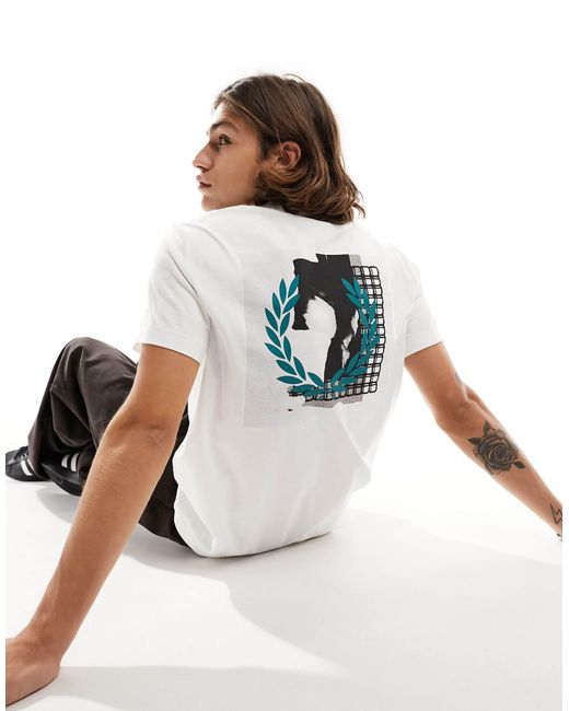Fred Perry White Graphic Back Print T-Shirt for men