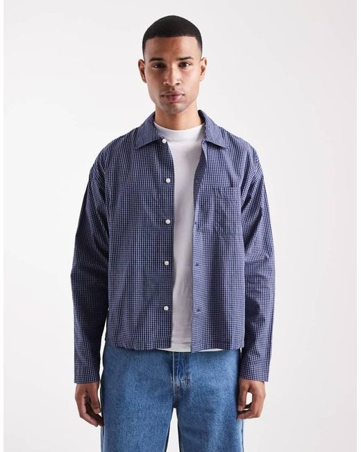 Jack & Jones Blue Check Boxy Shirt for men