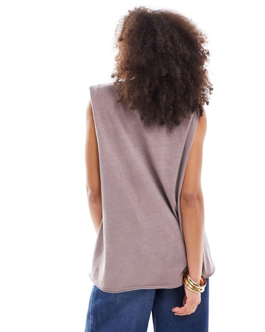 ASOS Blue Washed Oversized Tank With Drop Arm Hole