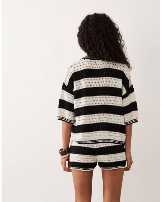ASOS Black Sally Beach Knit Button Through Top Co Ord