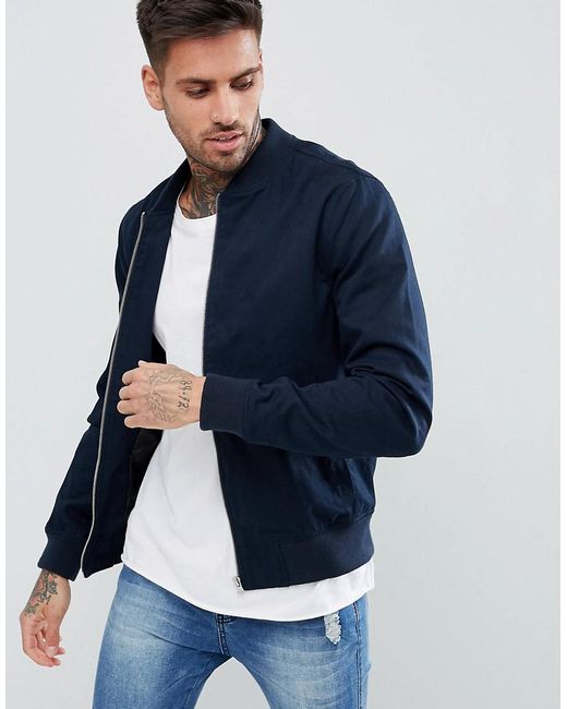 New Look Cotton Bomber Jacket In Navy in Blue for Men | Lyst